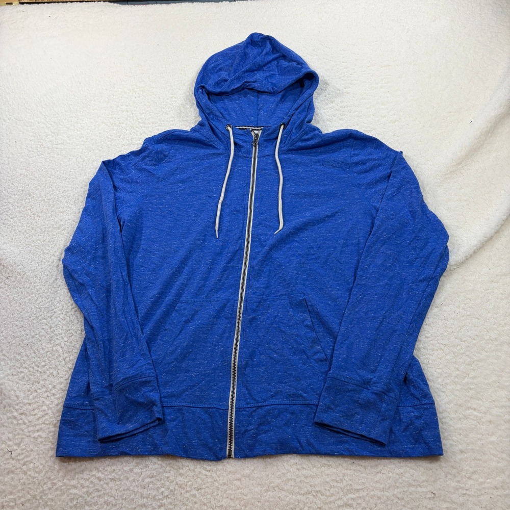 Danskin Now Hoodie Womens XXL Blue DNL36340 Full Zip Heathered Light Jacket